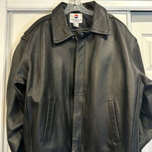 Men’s Leather Quilted Pepsi Bomber Jacket - Large